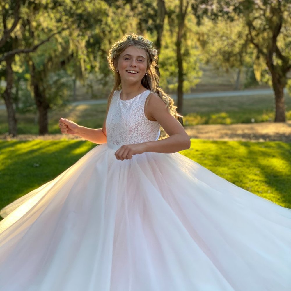 Ball Gown Flower Girl Dress with Heart Cutout f - Picture 5 of 5